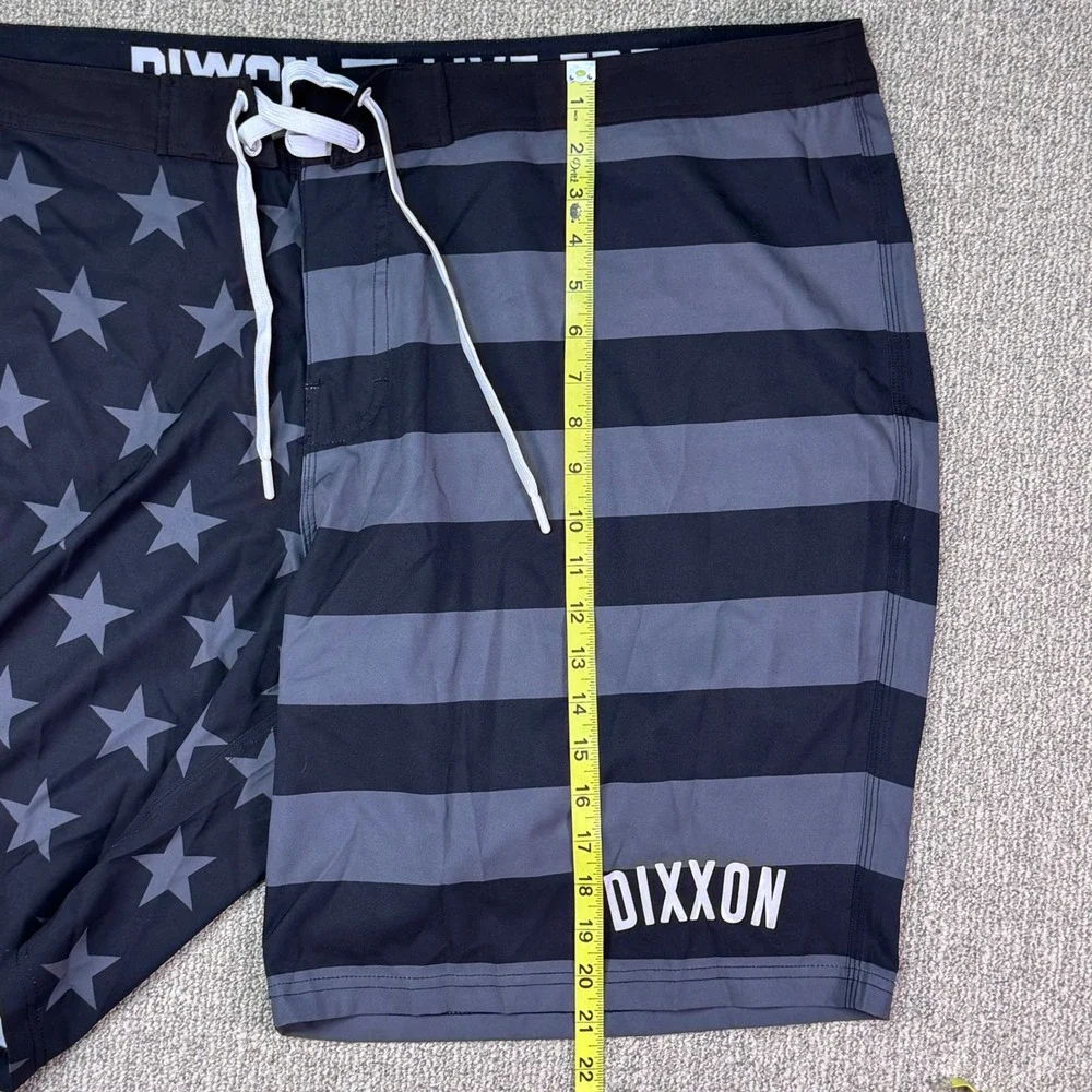 Dixxon Live‎ Free Board Shorts Men's 46 USA Flag Graphic Swim Black Gray